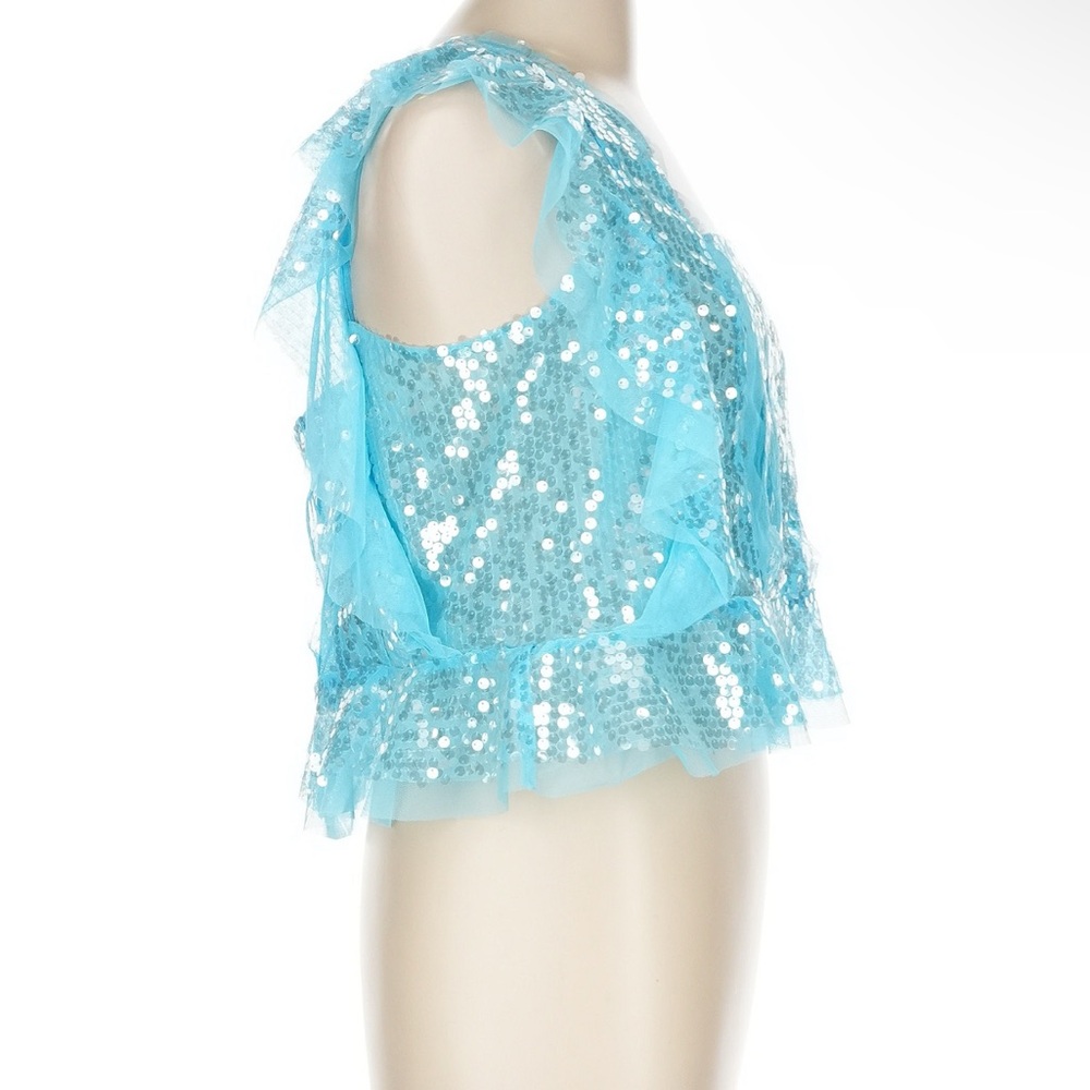 Blue Sequin Ruffle Top - Picture 4 of 6